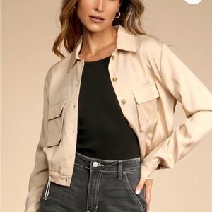Lulus Eldora Beige Cropped Utility Jacket